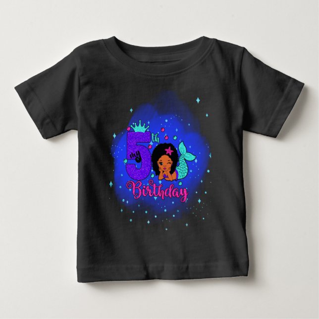 T-shirt Pour Bébé Ma sirène du 5e anniversaire (Devant)