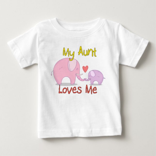 T-shirt Pour Bébé Ma tante Loves Me Elephant (Devant)