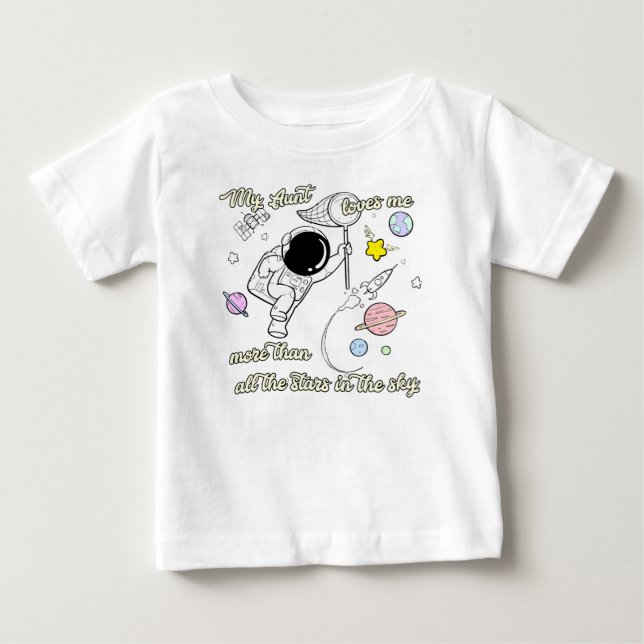T-shirt Pour Bébé Ma tante m'aime astronaute (Devant)