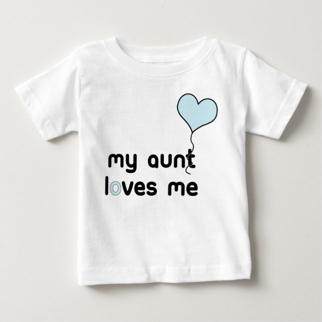 T-shirt Pour Bébé Ma tante m'aime ballon bleu de coeur (Devant)
