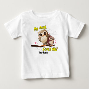 T-shirt Pour Bébé Ma tante m'aime Hibou