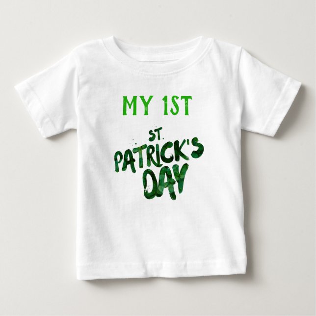 T-shirt Pour Bébé Ma typographie verte de St. Patrick (Devant)