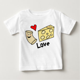 T-shirt Pour Bébé Macaroni aime le fromage, coeur fille/garçon drôle