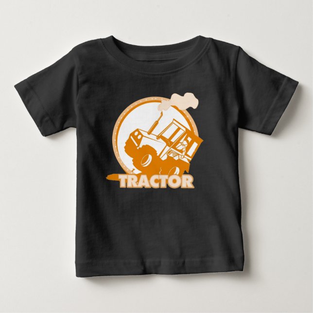 T-shirt Pour Bébé Machines de ferme de tracteurs Orange (Devant)