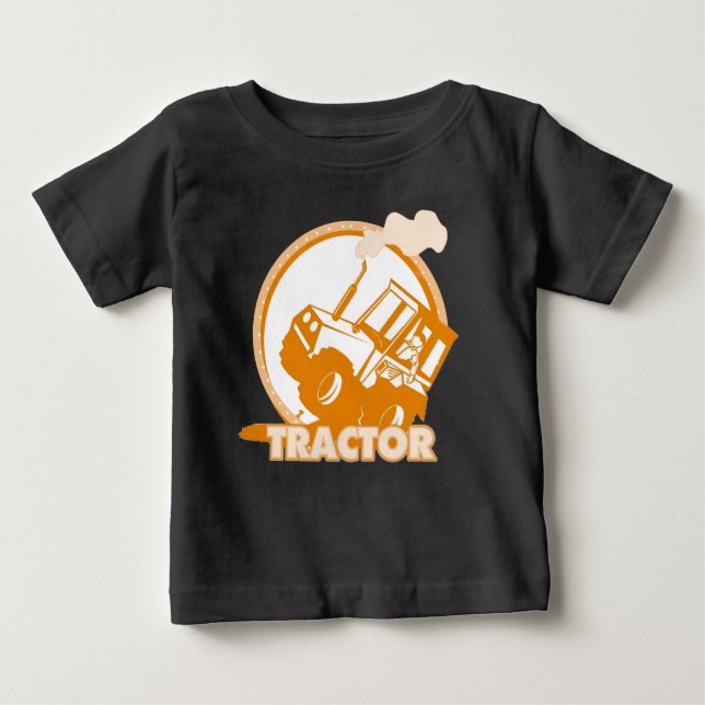 T-shirt Pour Bébé Machines de ferme de tracteurs Orange (Devant)