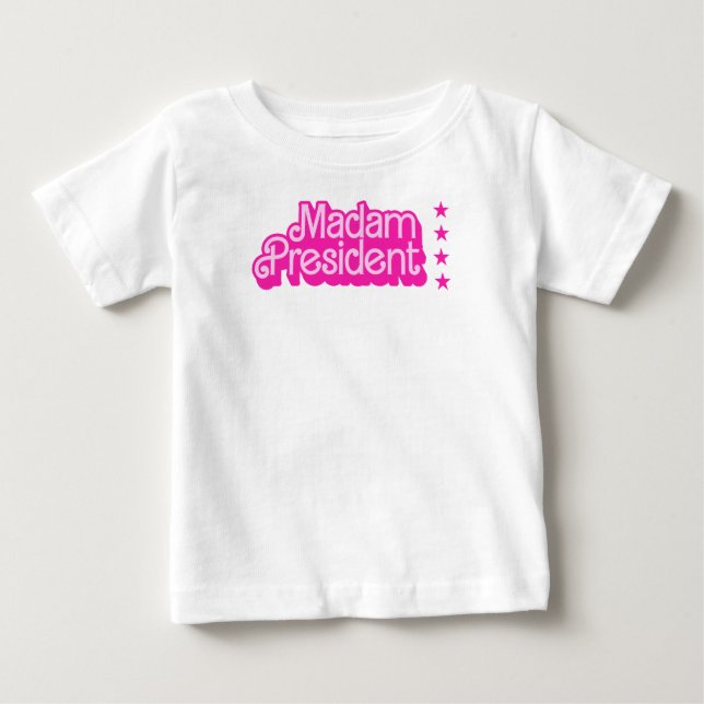 T-shirt Pour Bébé "Madame la Présidente" Logo rose - Retro (Devant)