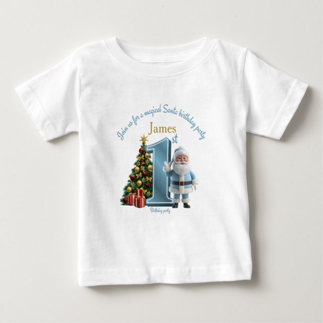 T-shirt Pour Bébé Magical Santa Birthday Invitation – 1st Birthday (Devant)