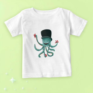 T-shirt Pour Bébé Magicien Illusionniste de la pieuvre mignonne
