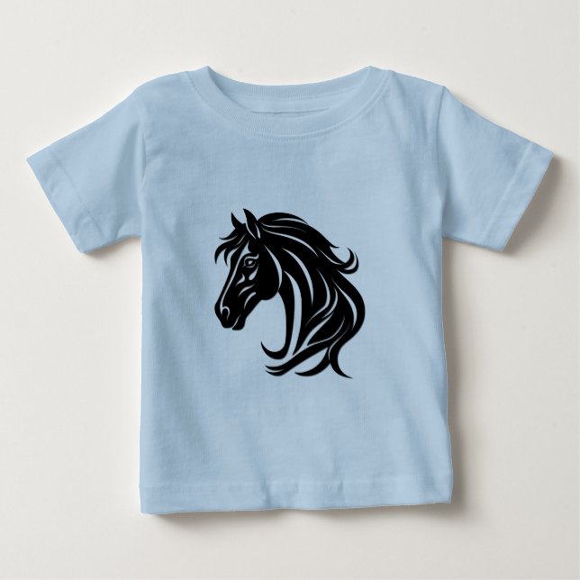 T-shirt Pour Bébé Magnificent Black Horse Head   (Devant)