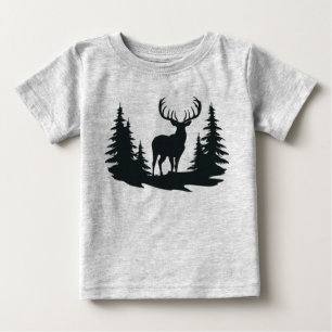 T-shirt Pour Bébé Magnifique cerf parmi les pins