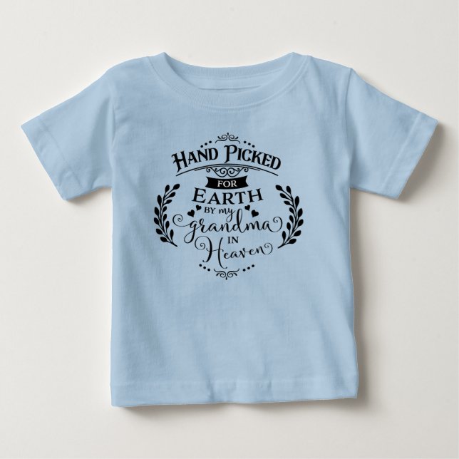 T-shirt Pour Bébé Main sélectionnée par ma grand-maman dans le (Devant)