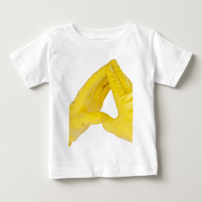 T-shirt Pour Bébé Mains dans les gants jaunes en latex (Devant)