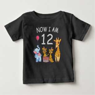 T-shirt Pour Bébé Maintenant, j'ai 12 ans 12e anniversaire au Zoo