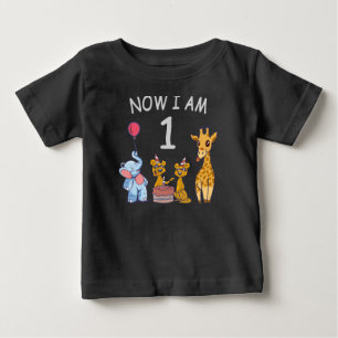 T-shirt Pour Bébé Maintenant, j'ai 1 an 1er anniversaire au Zoo