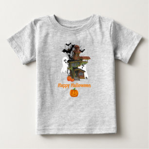 T-shirt Pour Bébé Maison hantée Halloween Fantôme et citrouilles Béb