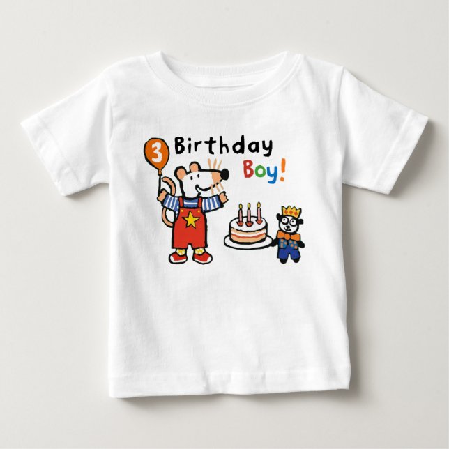 T-shirt Pour Bébé Maisy Birthday Boy, 3 Ans (Devant)