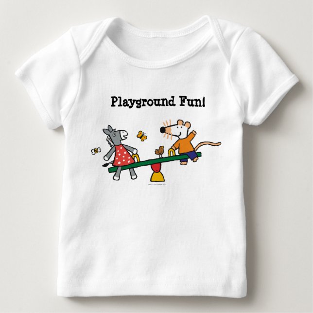 T-shirt Pour Bébé Maisy et bascule pointillée au terrain de jeu (Devant)