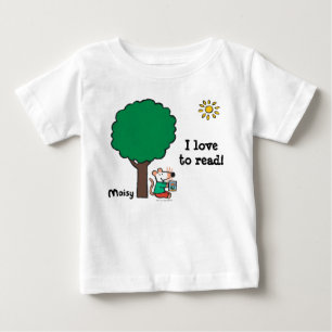 T-shirt Pour Bébé Maisy lit son livre de bibliothèque dehors