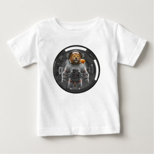 T-shirt Pour Bébé Majestueux Lion Astronaute Flottant en Apesanteur