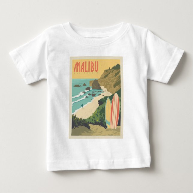 T-shirt Pour Bébé Malibu, Californie (Devant)