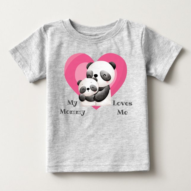 T-shirt Pour Bébé Maman Aime Moi Panda Ours Bébé Bodysuit (Devant)