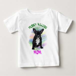 T-shirt Pour Bébé Maman Bouledogue Français Peinture à l'huile Aquar