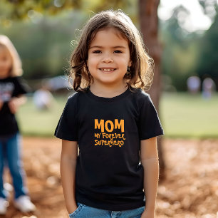T-shirt Pour Bébé Maman Mon Super-héros orange pour toujours