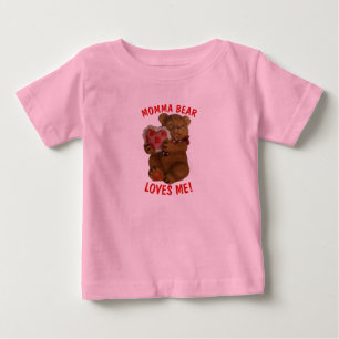 T-shirt Pour Bébé Maman Ours m'aime Teddy et le coeur