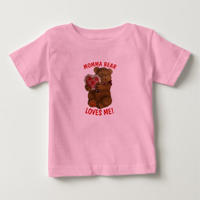 T-shirt Pour Bébé Maman Ours m'aime Teddy et le coeur (Devant)