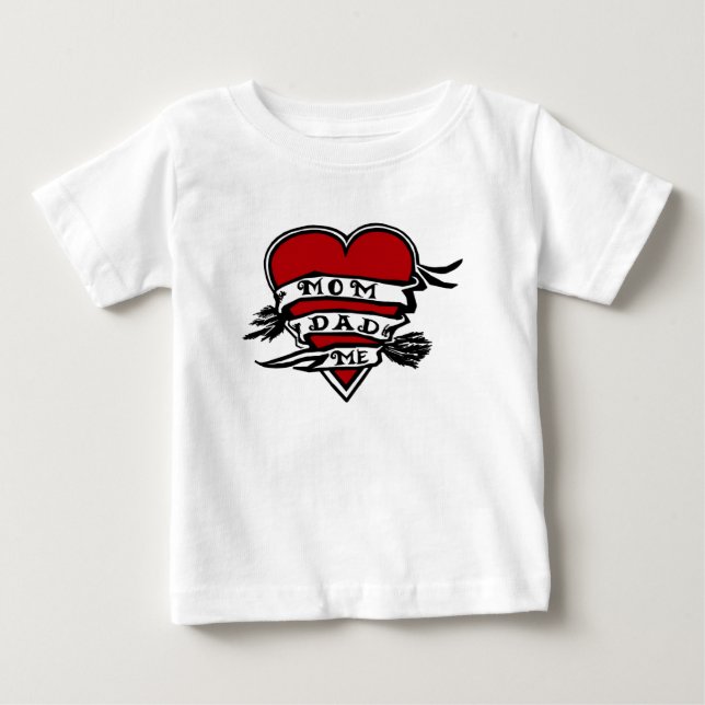T-shirt Pour Bébé Maman, papa, et moi, coeur (Devant)