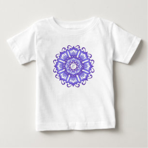 T-shirt Pour Bébé Mandala ethnique turquoise. monogramme.
