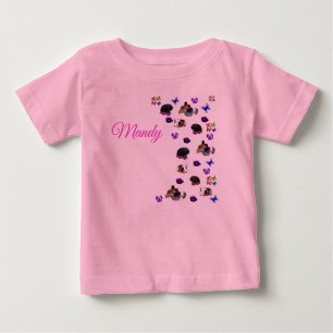 T-shirt Pour Bébé Mandy, Nom,  Avec Cochons d'Inde Et Pensées,  