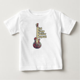 T-shirt Pour Bébé Manger dormir guitare répéter. guitare colorée vin