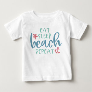 T-shirt Pour Bébé Manger Dormir Plage Répéter Ancre Étoile Poisson