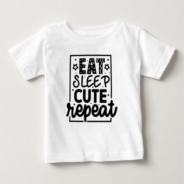 T-shirt Pour Bébé Manger Dormir Répéter les citations sarcastiques D (Devant)
