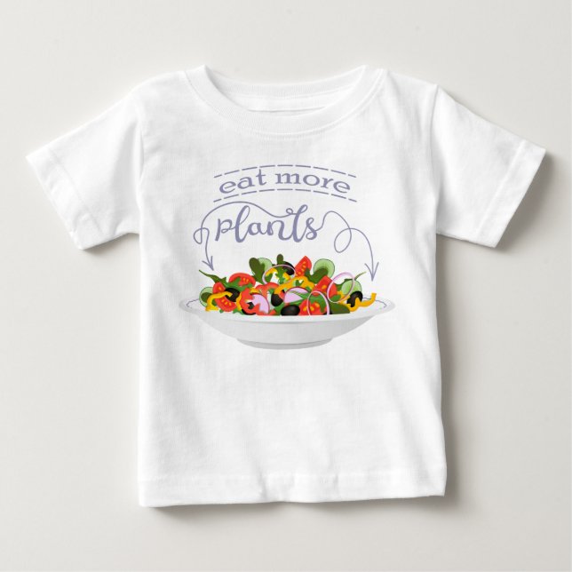 T-shirt Pour Bébé Mangez plus de plantes frais motivation salade let (Devant)