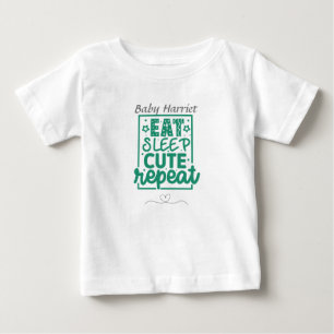 T-shirt Pour Bébé Mangez Sleep mignonne Répéter- Nom de personnalise