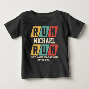 T-shirt Pour Bébé Marathon de soutien avec nom personnalisé rétro