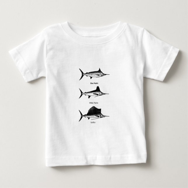 T-shirt Pour Bébé Marlin blanc - Marlin bleu - logo de pélerin (Devant)