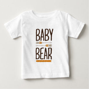 T-shirt Pour Bébé Marron et Orange Ours Bébé Grizzly de Type Dessiné