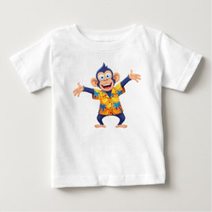 T-shirt Pour Bébé Mascotte singe en chemise hawaïenne tropicale