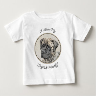 T-shirt Pour Bébé Mastiff anglais (Brindle) Peinture - Chien Art