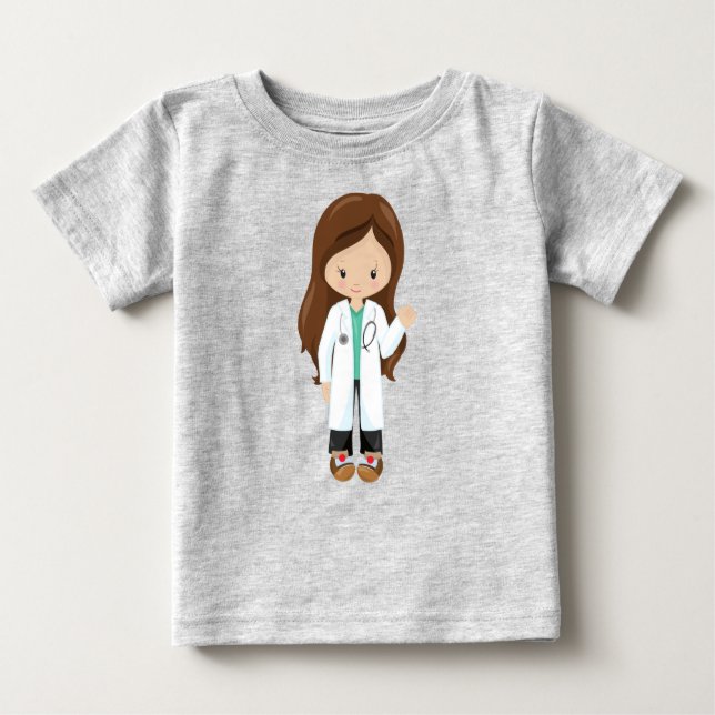 T-shirt Pour Bébé Médecin, Infirmière, Stéthoscope, Blouse de Labora (Devant)
