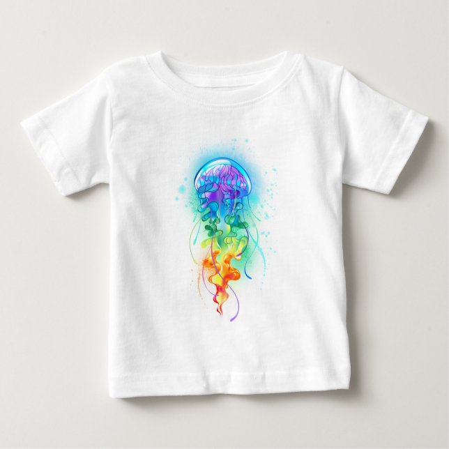 T-shirt Pour Bébé Méduse arc-en-ciel (Devant)