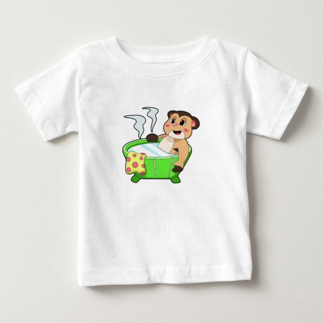T-shirt Pour Bébé Meerkat à la baignade dans la baignoire (Devant)