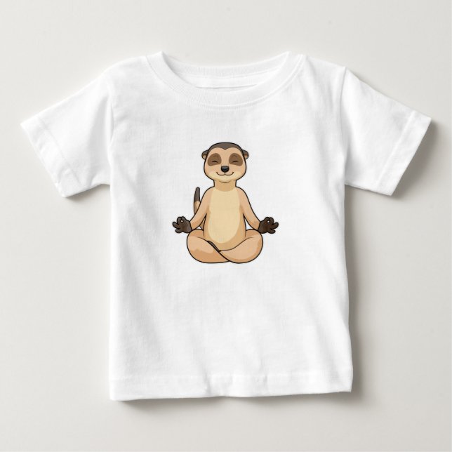 T-shirt Pour Bébé Meerkat à la méditation de Yoga (Devant)
