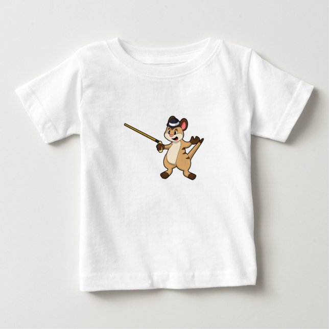 T-shirt Pour Bébé Meerkat avec Casquette et bâton de marche (Devant)