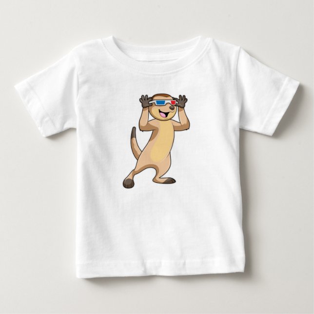 T-shirt Pour Bébé Meerkat avec lunettes (Devant)
