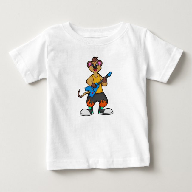 T-shirt Pour Bébé Meerkat comme musicien avec guitare (Devant)