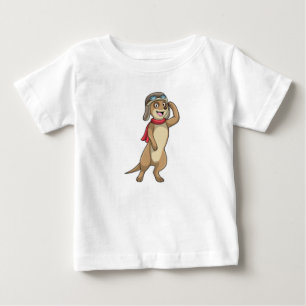 T-shirt Pour Bébé Meerkat comme pilote avec casquette pilote